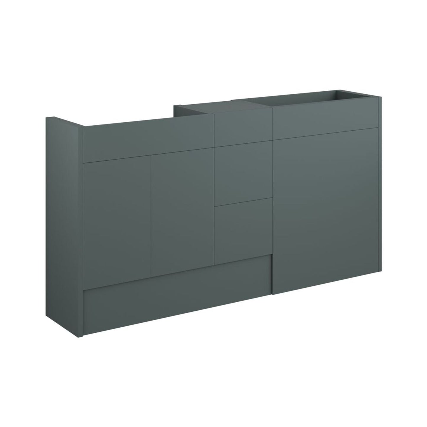 Junari 1536mm Standard Basin WC & 3 Drawer Unit Pack - Matt Green (Grey Cab)