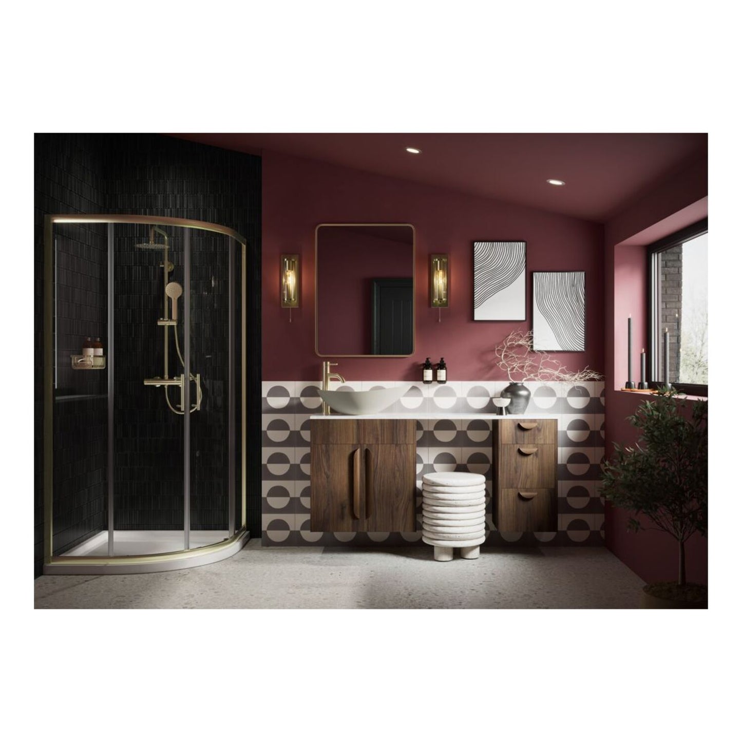 Junari 500mm Standard Basin Unit - Warm Walnut (Grey Cab)