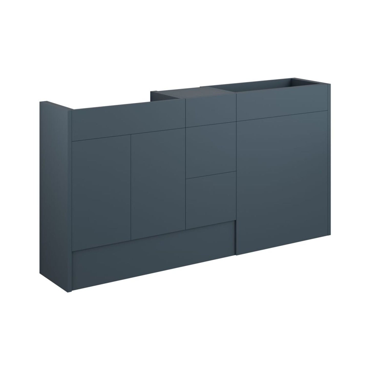 Junari 1536mm Standard Basin WC & 3 Drawer Unit Pack - Matt Arley Blue (Grey Cab)