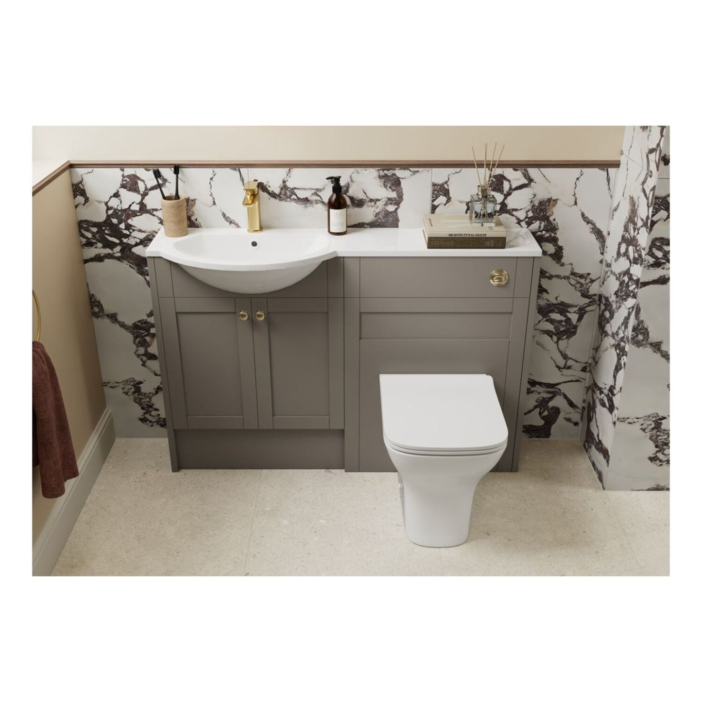 Arvela 600mm Standard WC Unit - Matt Stone (Grey Cab)