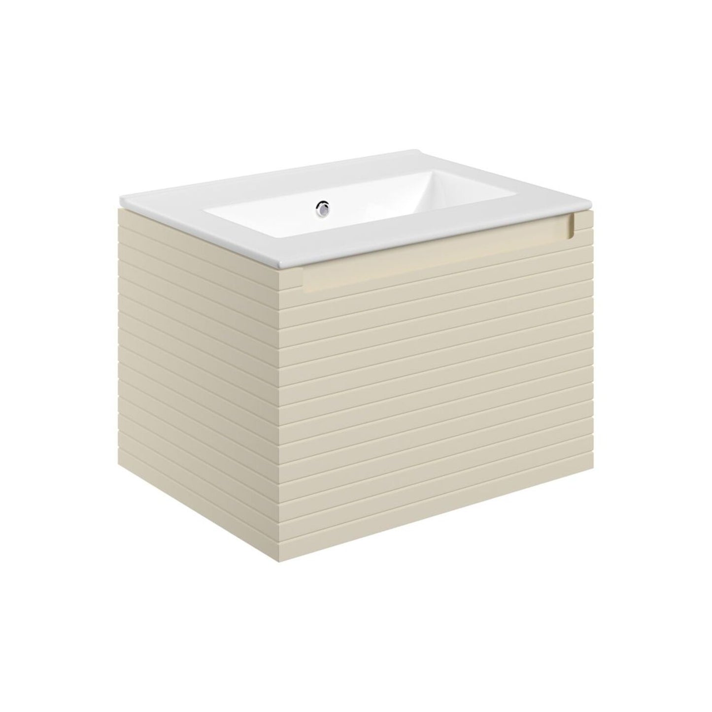 Delari 615mm Wall Hung 1 Drawer Basin Unit & 0 Tap Hole Thin Edge Basin - Matt Cotton