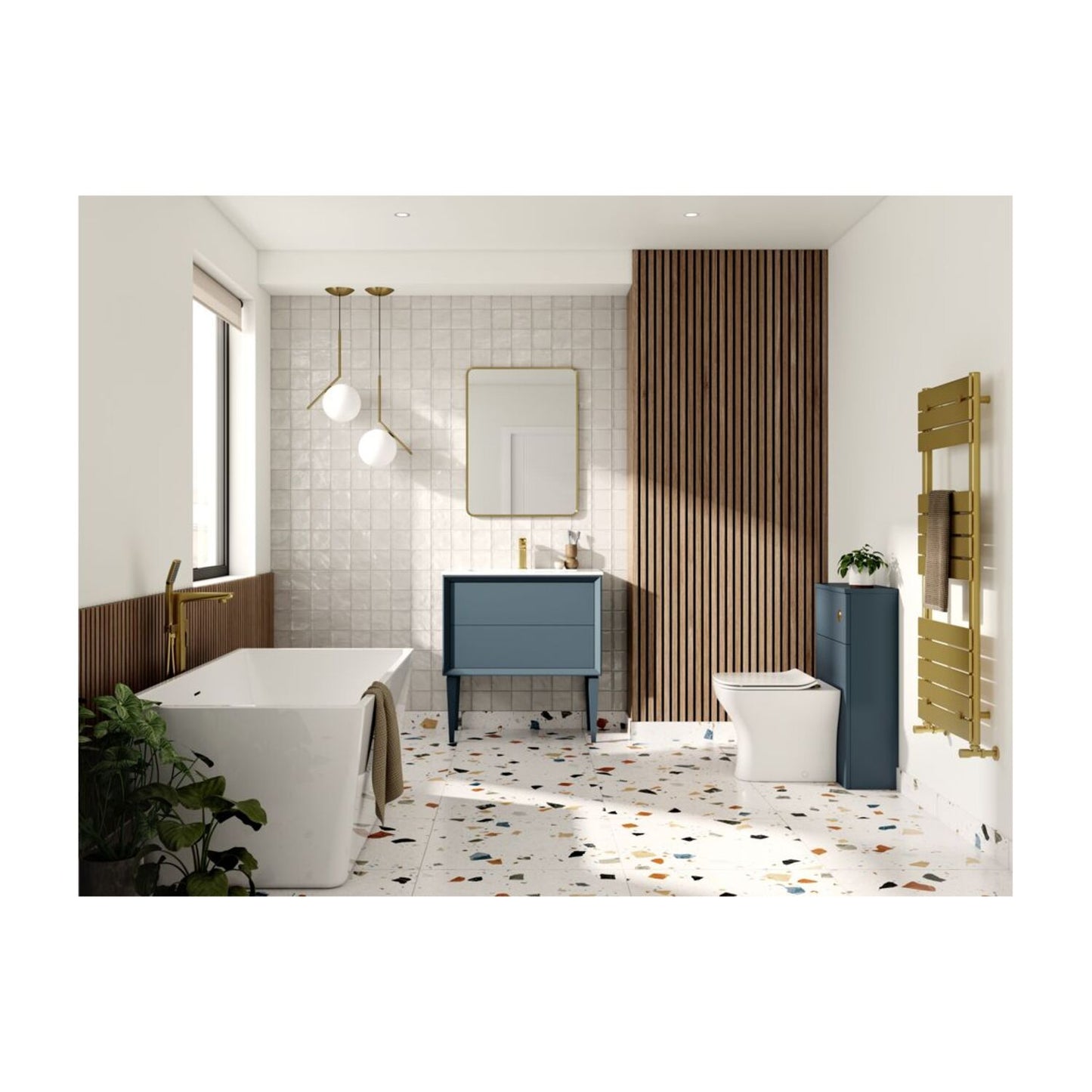 Seluna 1210mm Wall Hung 4 Drawer Basin Unit & 0 Tap Hole Thin Edge Basin - Matt Storm Blue
