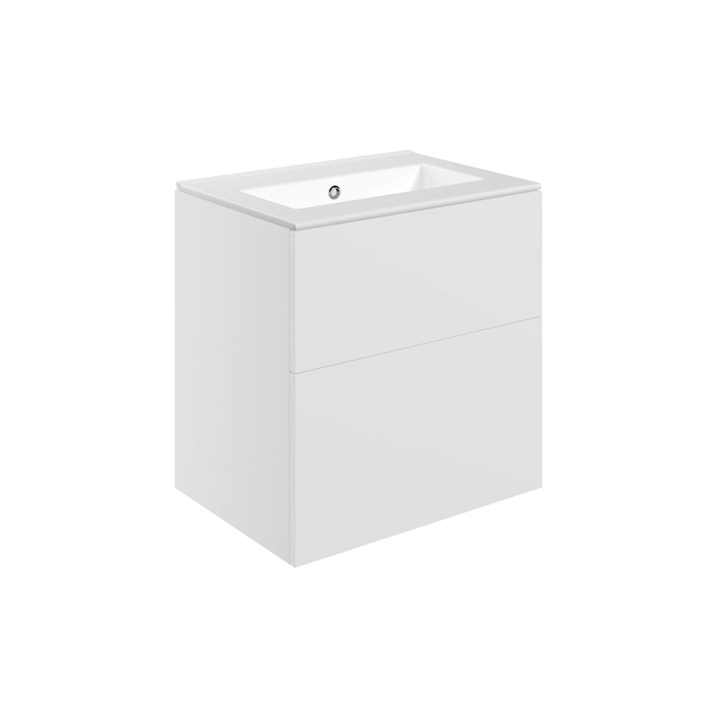 Tavira 610mm Wall Hung 2 Drawer Basin Unit & 0 Tap Hole Basin - Matt White