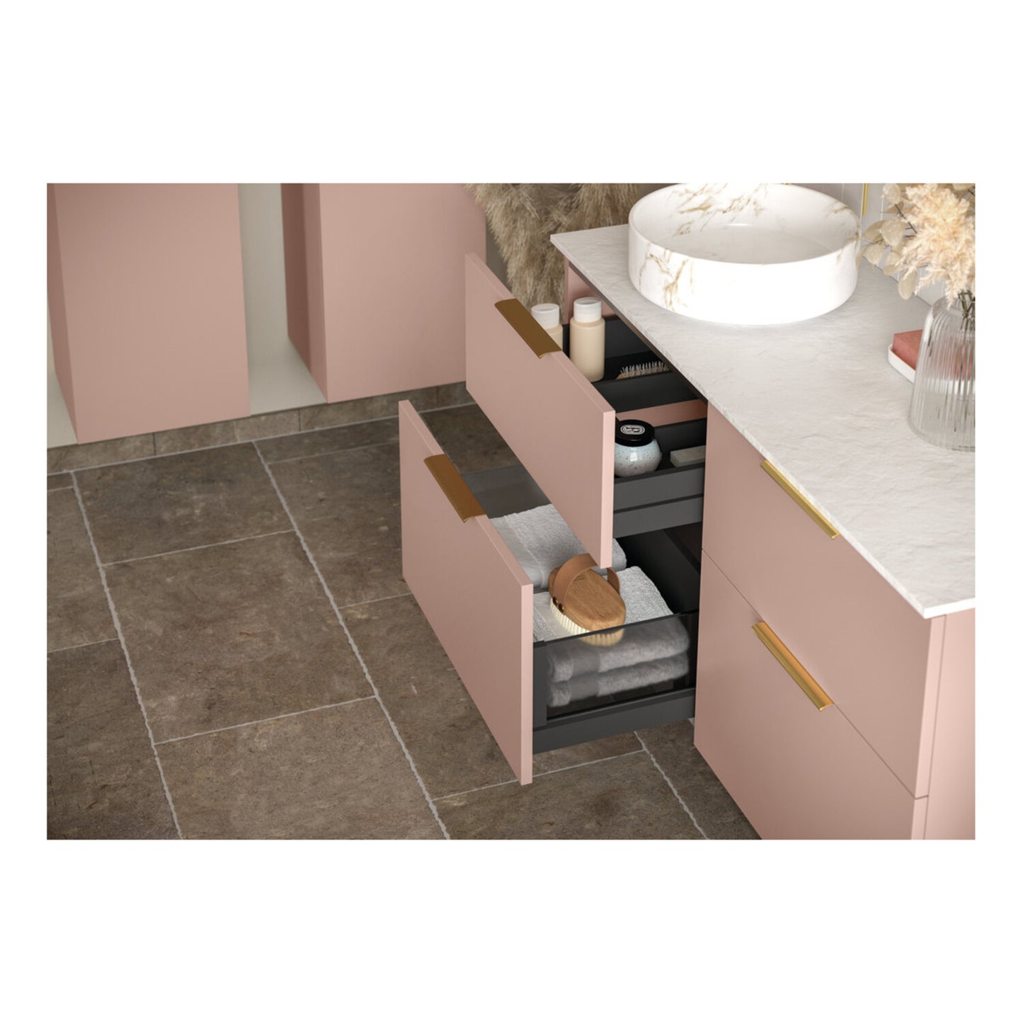 Tavira 610mm Wall Hung 2 Drawer Basin Unit & 0 Tap Hole Basin - Matt White