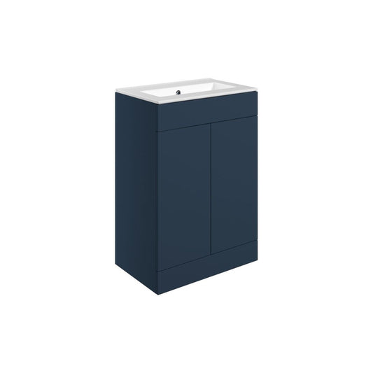 Tavira 610mm Floor Standing 2 Door Basin Unit & 0 Tap Hole Basin - Matt Deep Blue