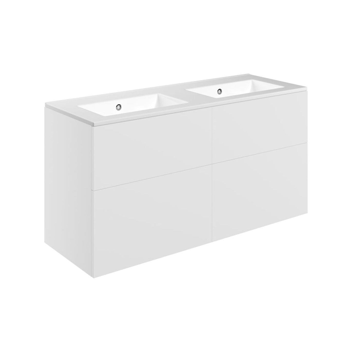 Tavira 1210mm Wall Hung 4 Drawer Basin Unit & 0 Tap Hole Basin - Matt White
