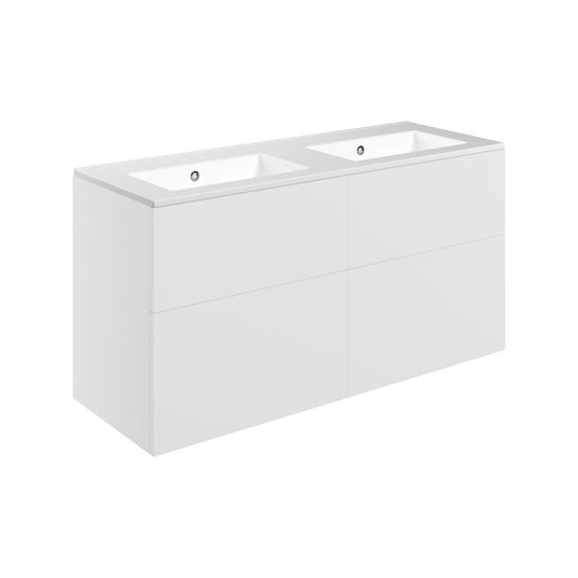 Tavira 1210mm Wall Hung 4 Drawer Basin Unit & 0 Tap Hole Basin - Matt White