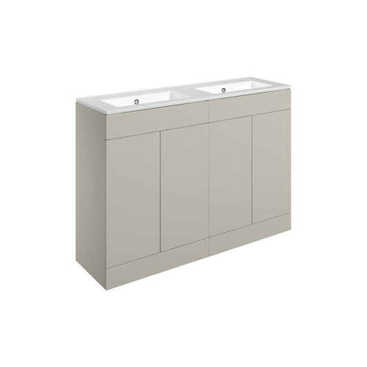 Tavira 1210mm Floor Standing 4 Door Basin Unit & 0 Tap Hole Basin - Matt Latte