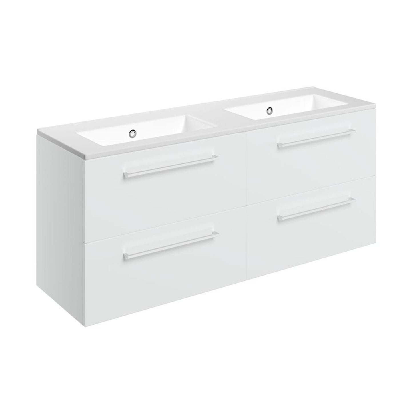 Zenari 1210mm Wall Hung 4 Drawer Basin Unit & 0 Tap Hole Thin Edge Basin - White Gloss