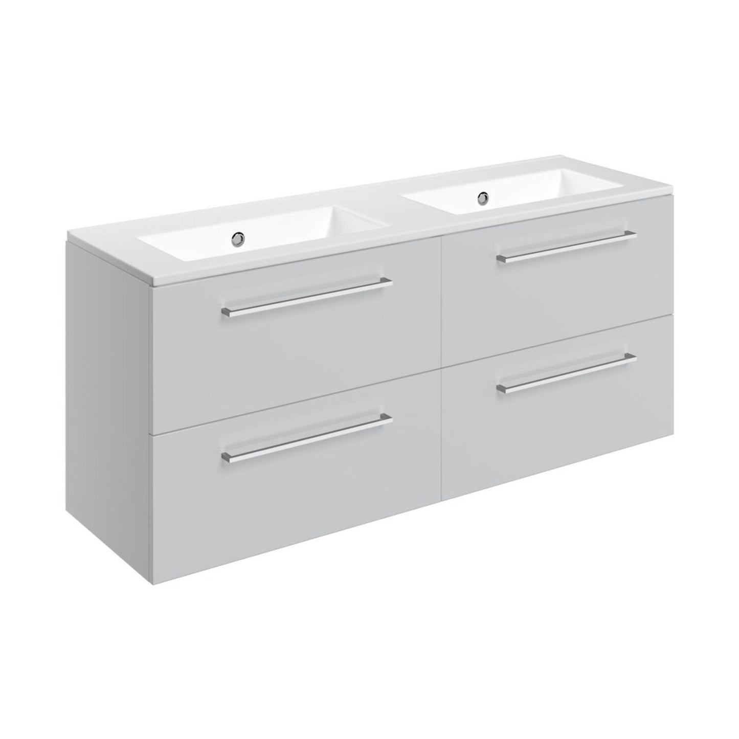 Zenari 1210mm Wall Hung 4 Drawer Basin Unit & 0 Tap Hole Thin Edge Basin - Grey Gloss