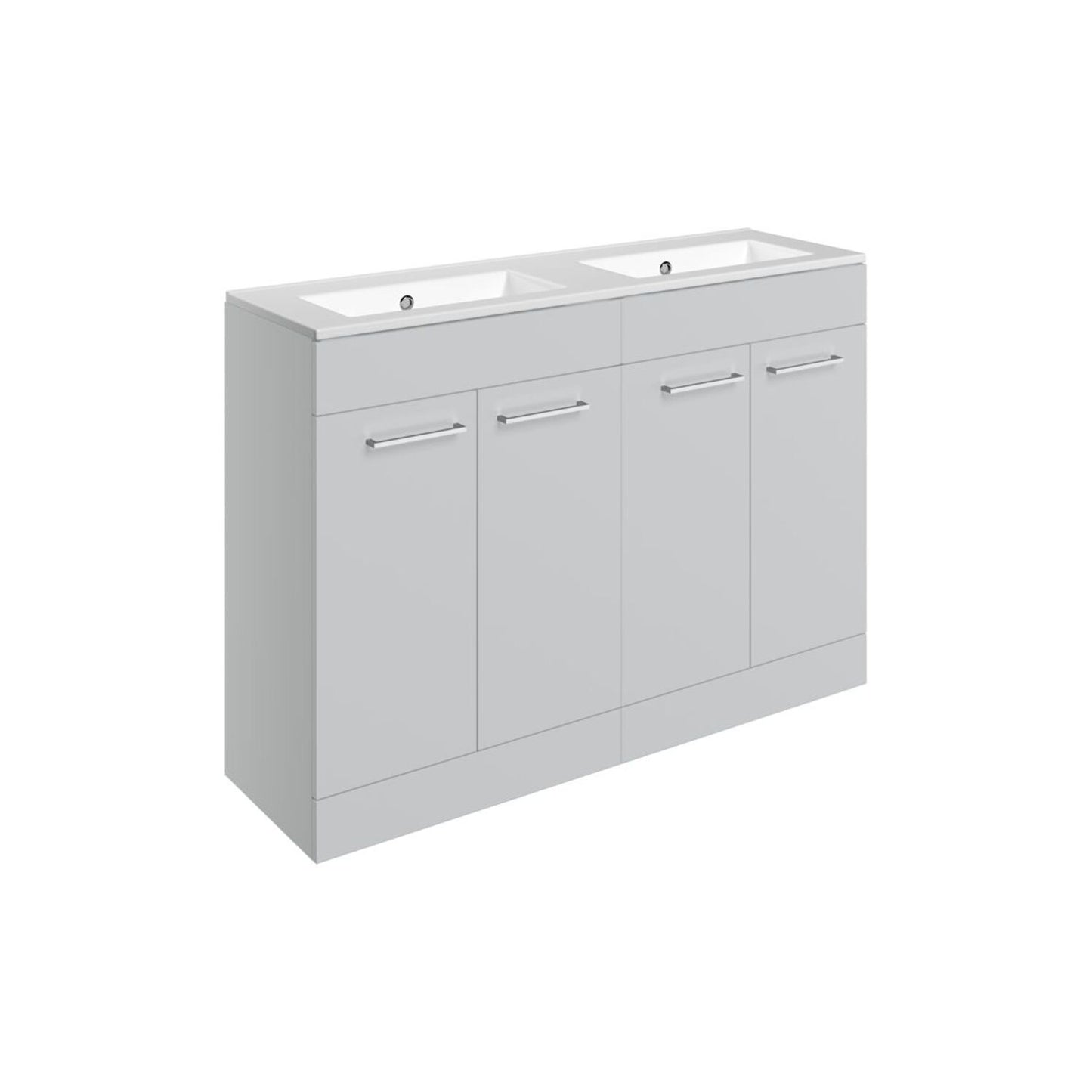 Zenari 1210mm Floor Standing 4 Door Basin Unit & 0 Tap Hole Thin Edge Basin - Grey Gloss