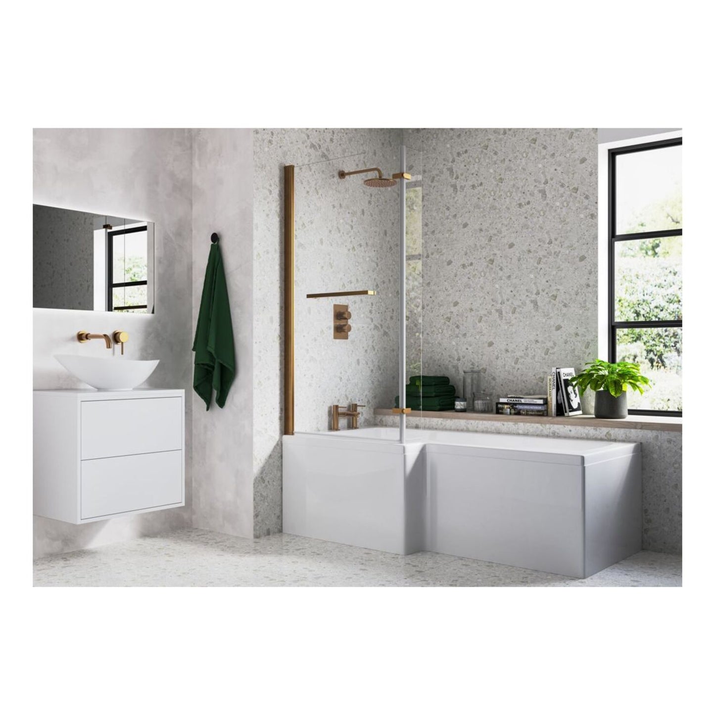 Vessari L Shape 0 Tap Hole Shower Bath Pack L 1700 X W 850 X H 560mm