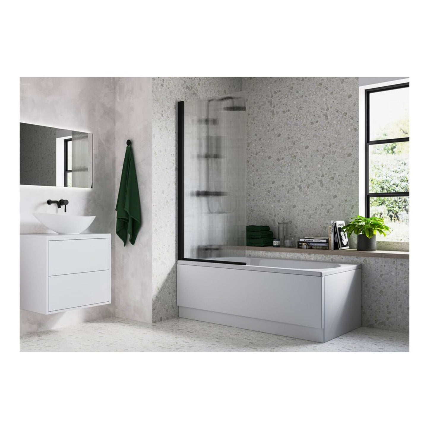 Fluted Single Straight Bath Screen (5mm)