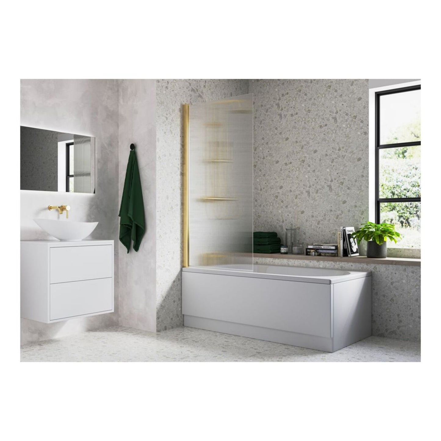 Fluted Single Straight Bath Screen (5mm)