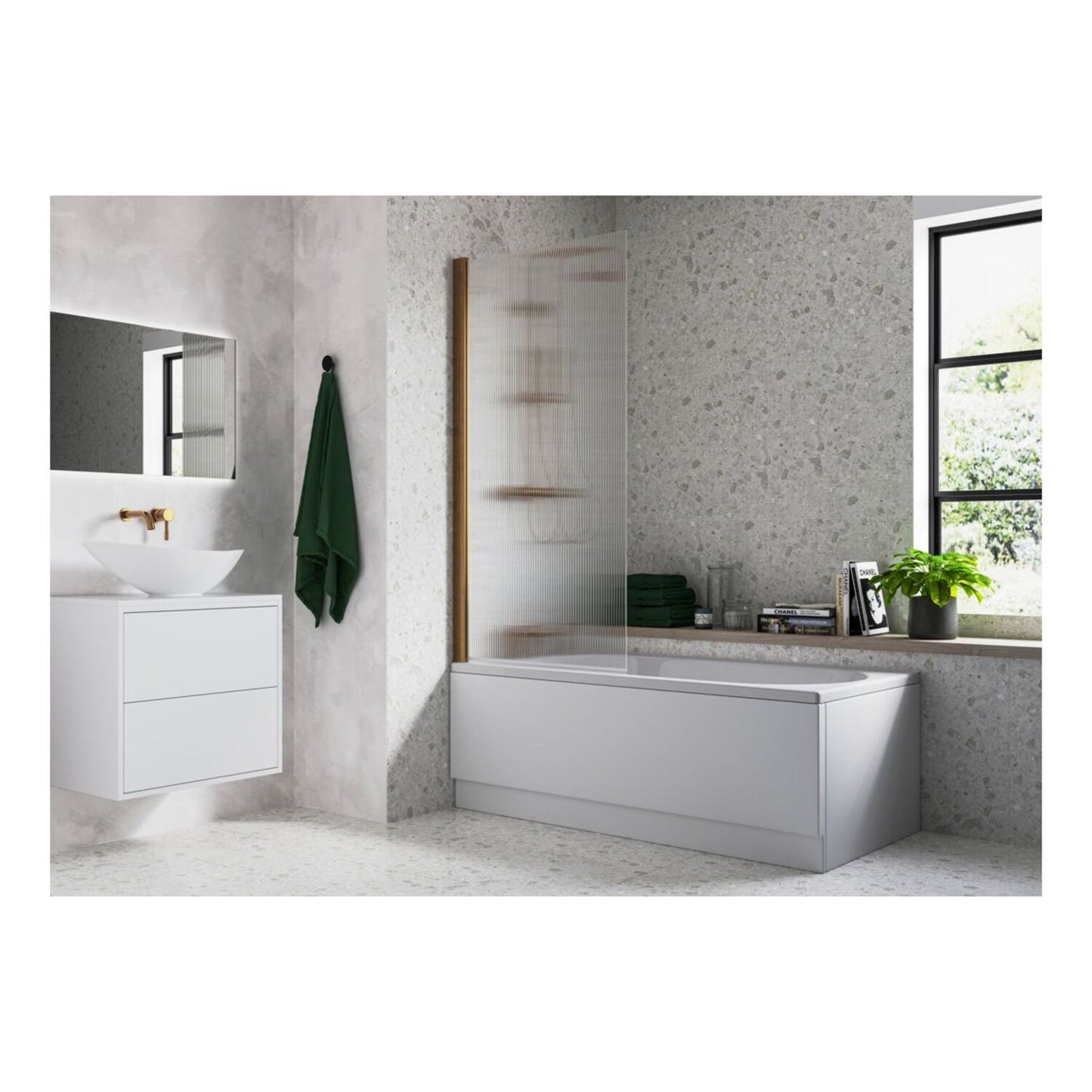 Fluted Single Straight Bath Screen (5mm)