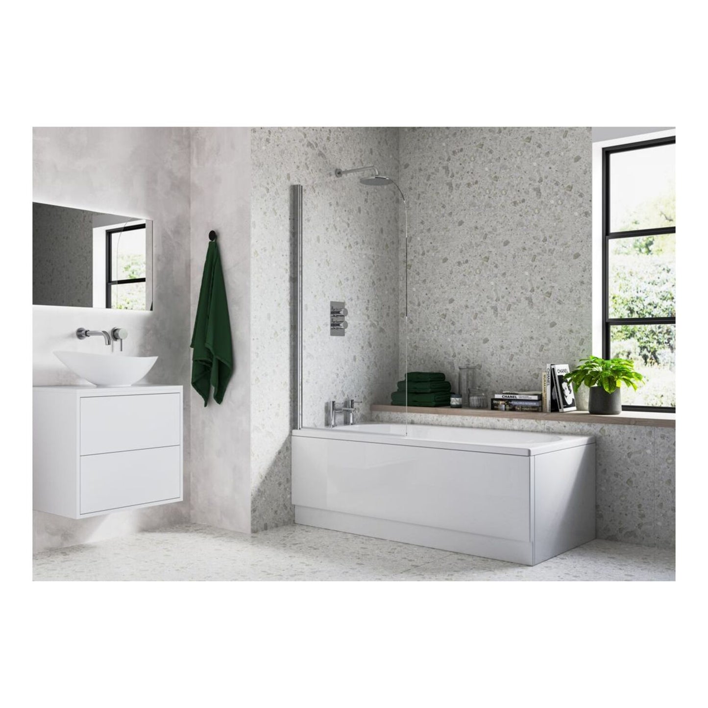 Radius Bath Screen (6mm) 800X1400mm - Chrome