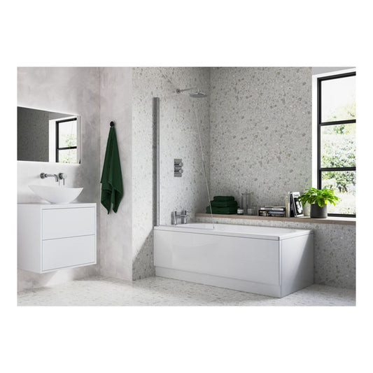 Sail Bath Screen (6mm) 800X1400mm - Chrome