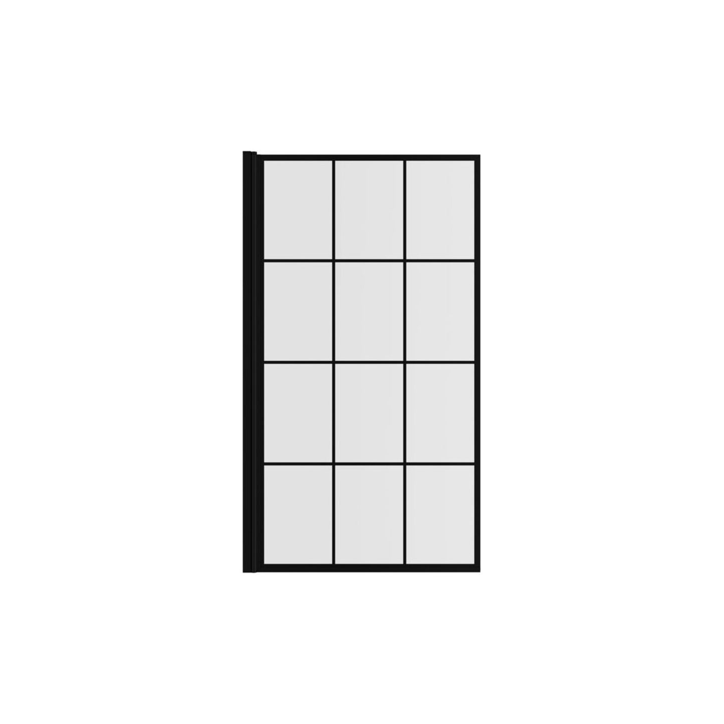 Square Grid Bath Screen (6mm) 800X1400mm - Black