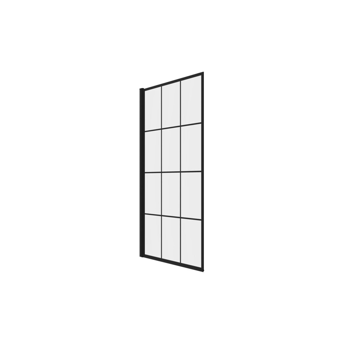 Square Grid Bath Screen (6mm) 800X1400mm - Black