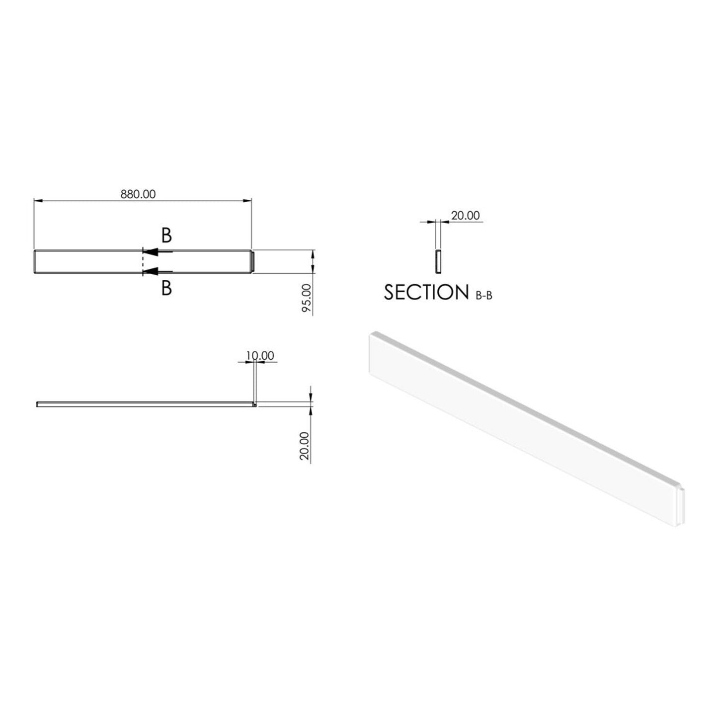 Zen Essentials 45mm Low Profile Riser Set for 1000/1200mm Square & Rectangular Trays - White