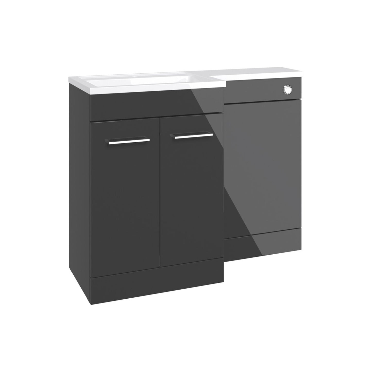 Varya 1000mm F/S L-Shape Pack & Basin (RH) - Anthracite Gloss