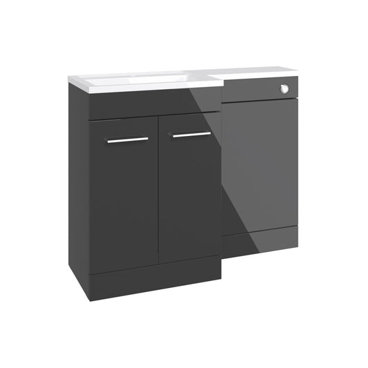 Varya 1000mm F/S L-Shape Pack & Basin (RH) - Anthracite Gloss