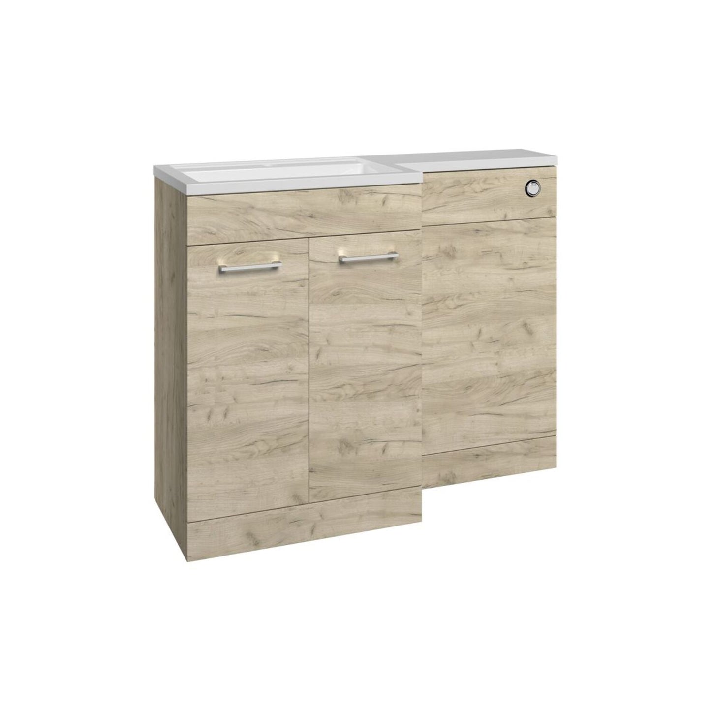 Varya 1000mm F/S L-Shape Pack & Basin (LH) - Oak