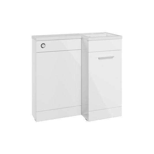 Varya 900mm F/S L-Shape Pack & Basin (RH) - White Gloss
