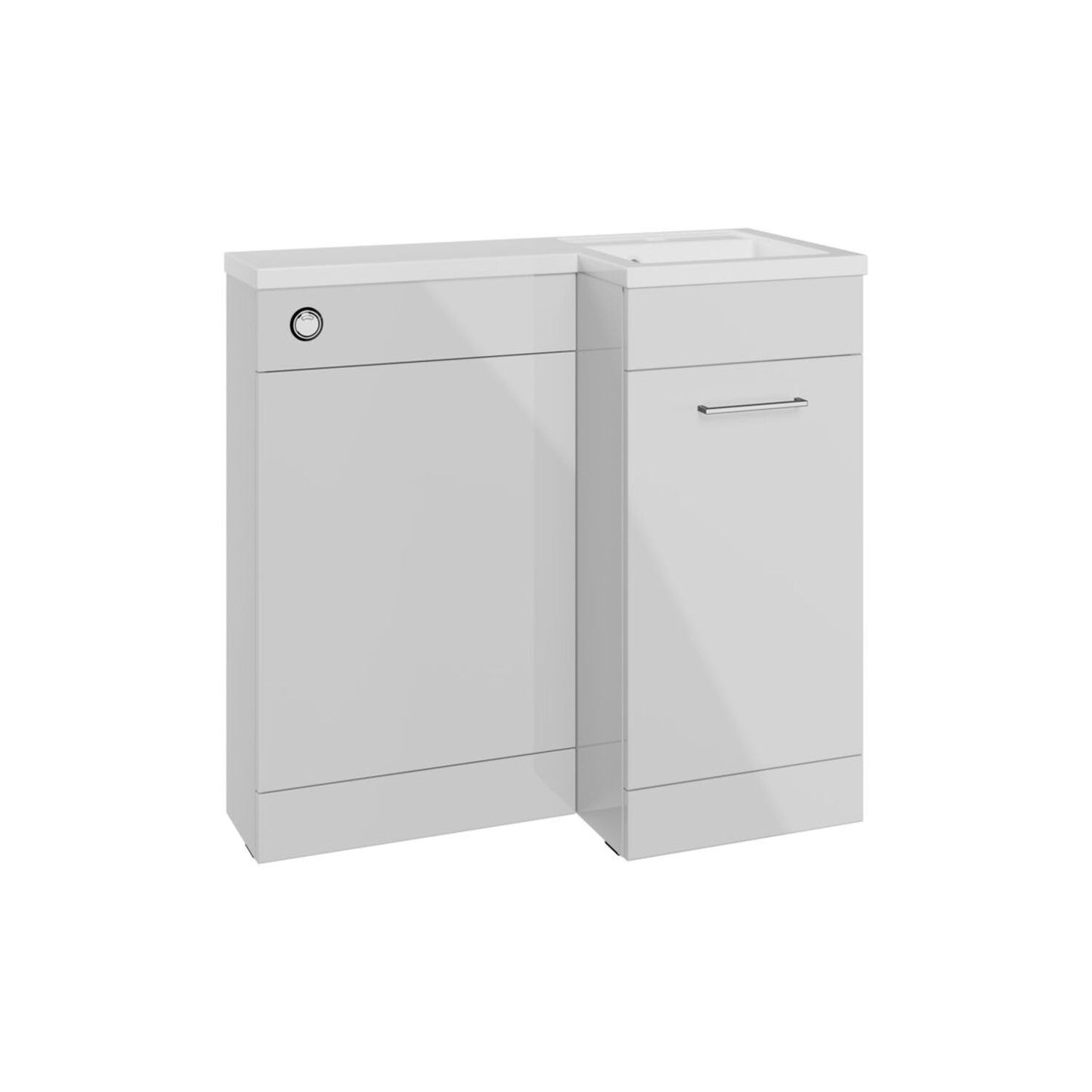 Varya 900mm F/S L-Shape Pack & Basin (RH) - Grey Gloss