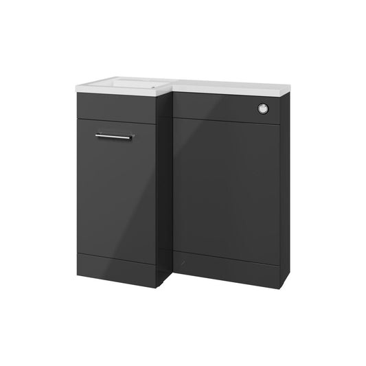 Varya 900mm F/S L-Shape Pack & Basin (LH) - Anthracite Gloss