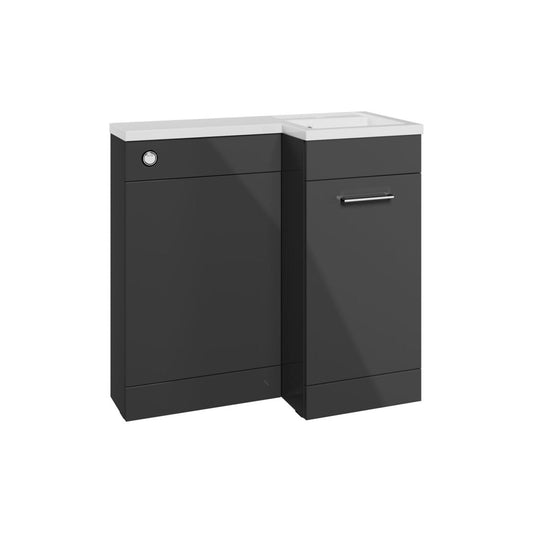Varya 900mm F/S L-Shape Pack & Basin (RH) - Anthracite Gloss