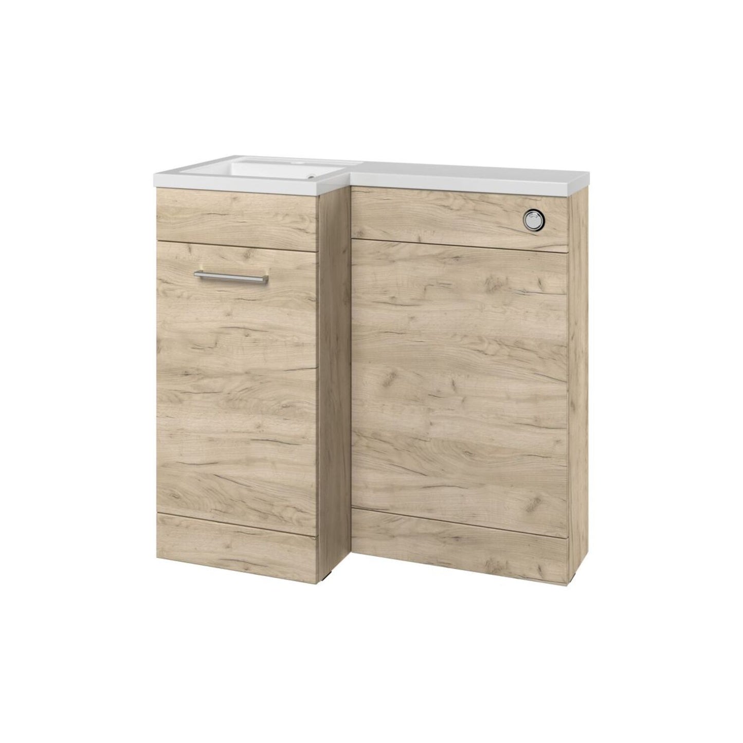 Varya 900mm F/S L-Shape Pack & Basin (LH) - Oak