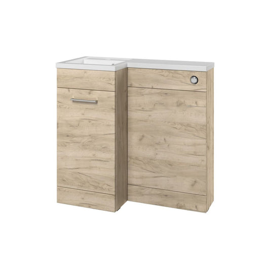 Varya 900mm F/S L-Shape Pack & Basin (LH) - Oak