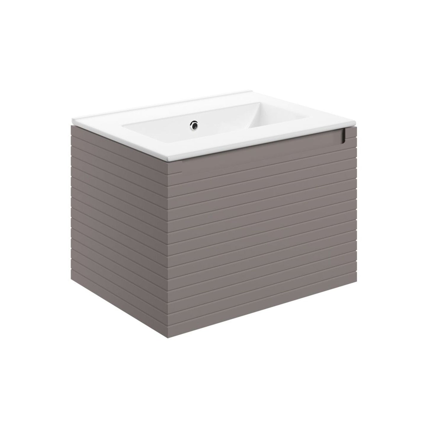 Delari 615mm Wall Hung 1 Drawer Basin Unit & 0 Tap Hole Thin Edge Basin - Matt Taupe