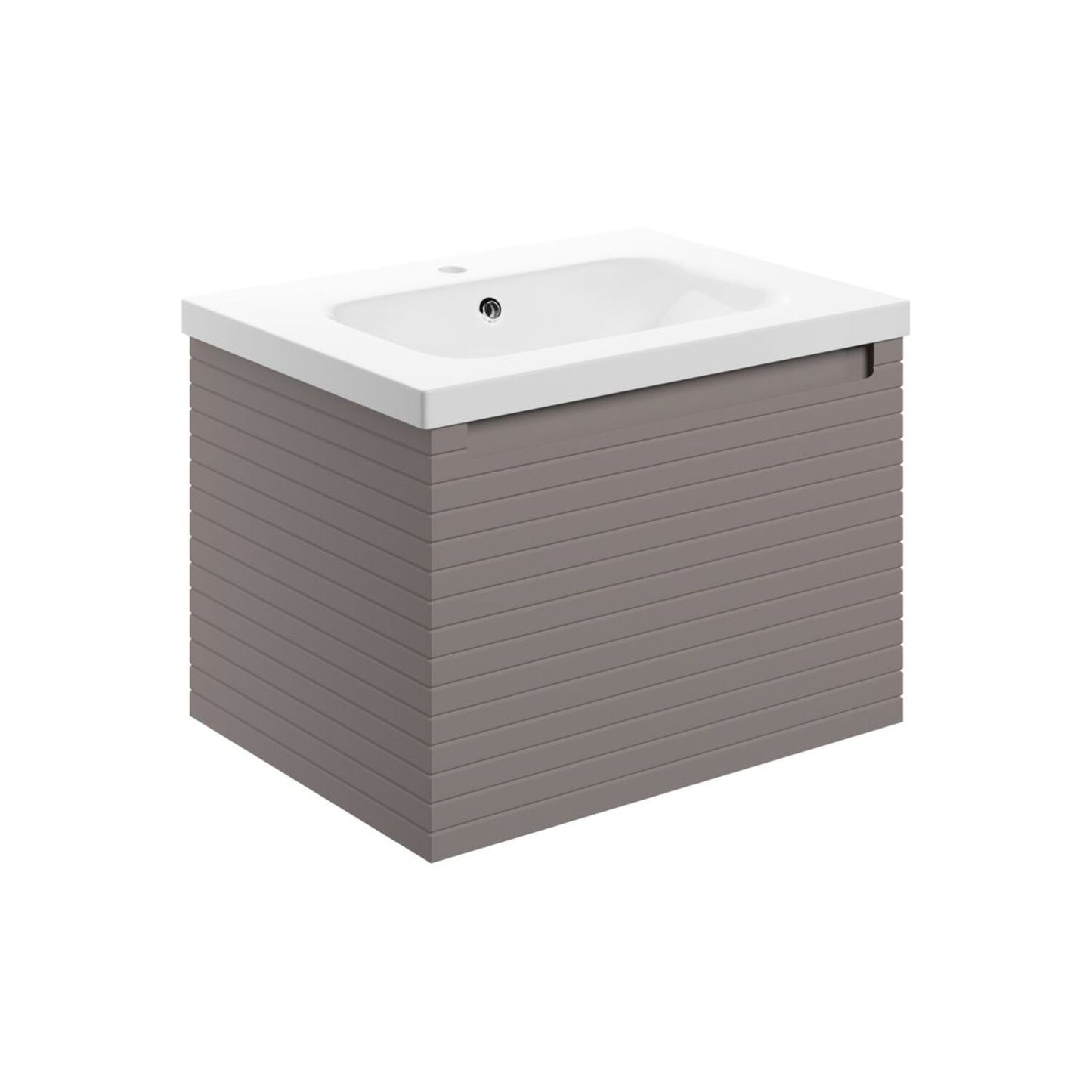 Delari 615mm Wall Hung 1 Drawer Basin Unit & 1 Tap Hole Basin - Matt Taupe