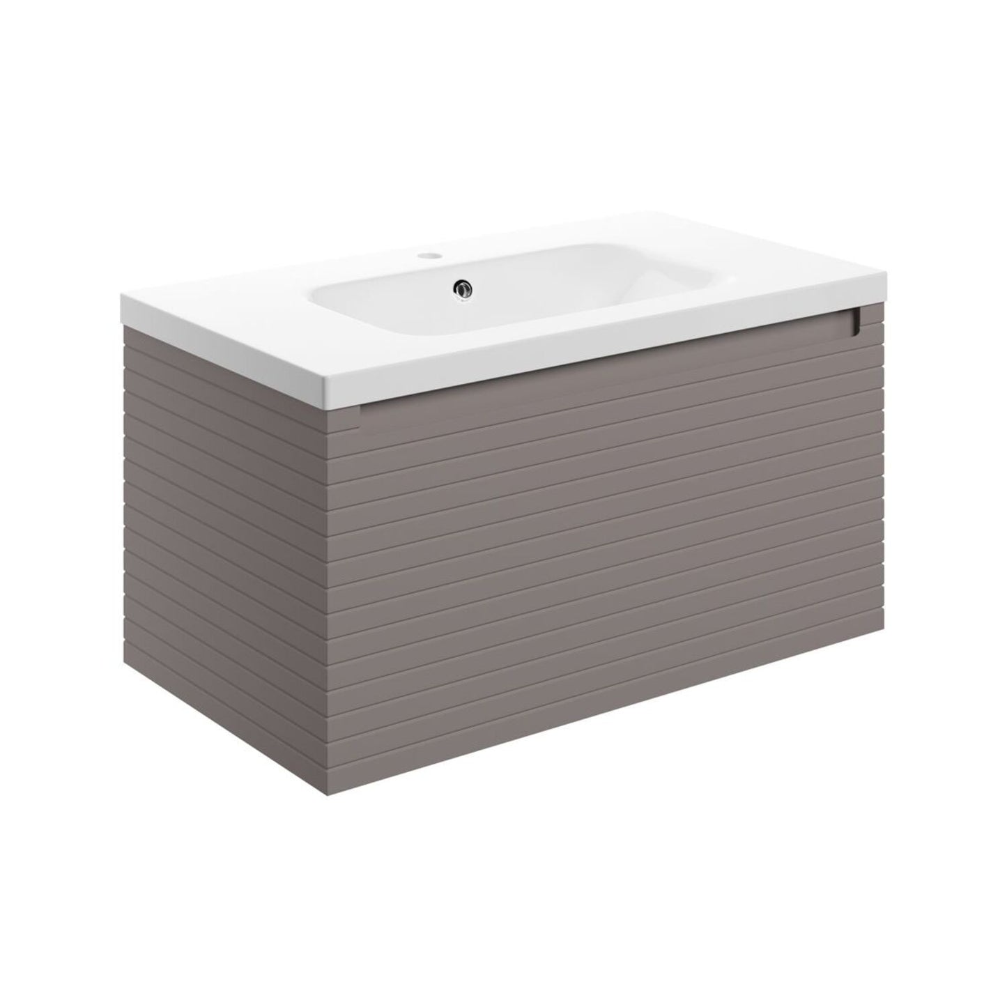 Delari 815mm Wall Hung 1 Drawer Basin Unit & 1 Tap Hole Basin - Matt Taupe