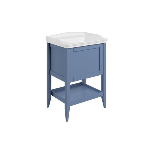 Dana 650mm Floor Standing 1 Drawer Basin Unit w/Basin - Matt Misty Blue