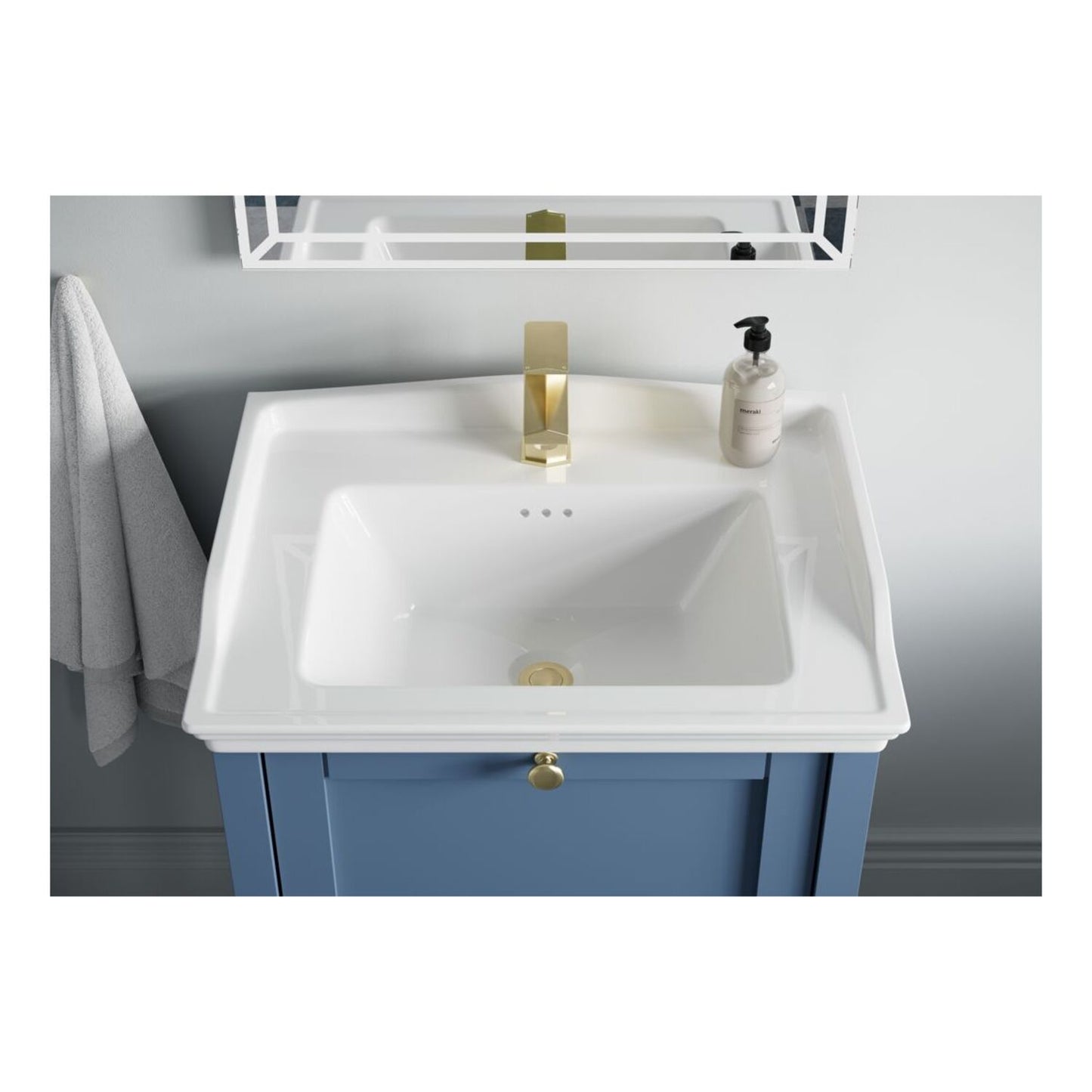Dana 650mm Floor Standing 1 Drawer Basin Unit w/Basin - Matt Misty Blue