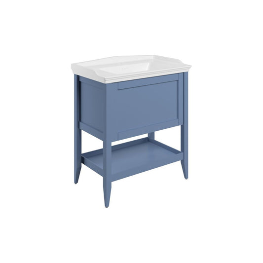 Dana 800mm Floor Standing 1 Drawer Basin Unit w/Basin - Matt Misty Blue