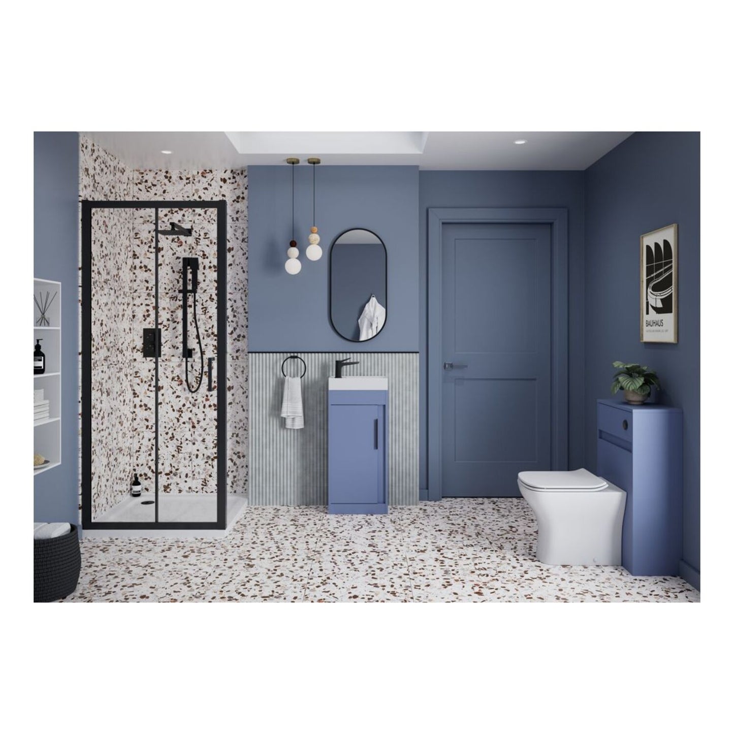 Kavena 500mm Floor Standing WC Unit - Matt Misty Blue