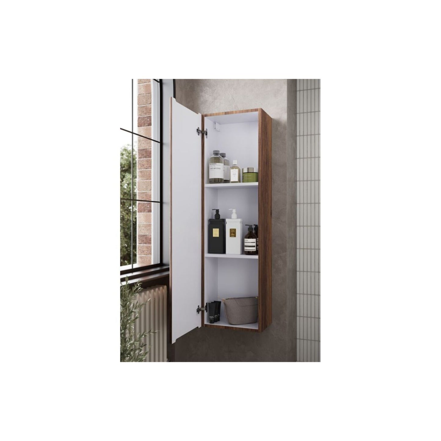 Mirelle 805mm Wall Hung 1 Drawer Basin Unit & 1 Tap Hole Basin - Textured Walnut