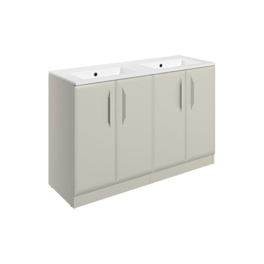 Mikoy 1210mm Floor Standing 4 Door Basin Unit w/0 Tap Hole Basin - Matt Latte
