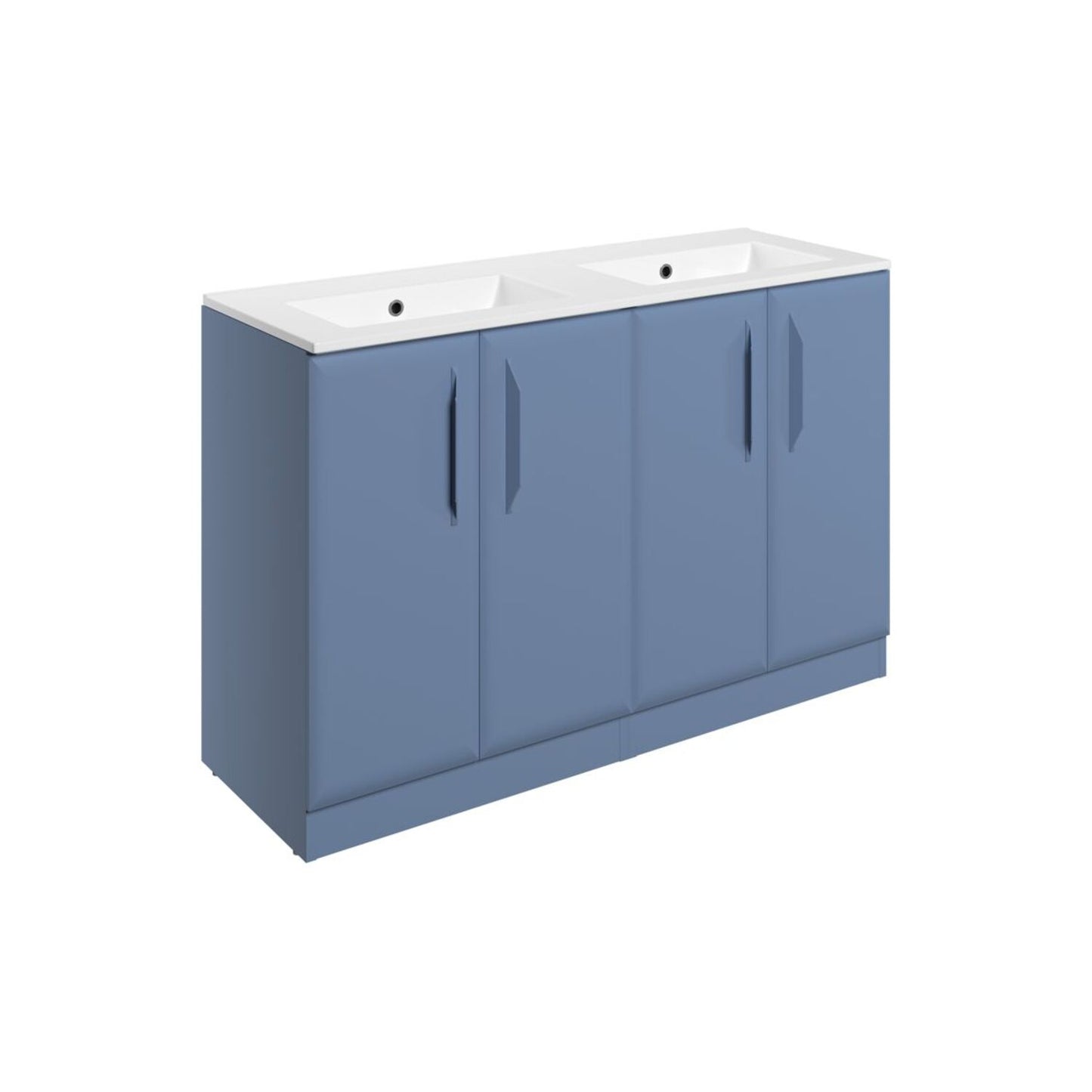 Mikoy 1210mm Floor Standing 4 Door Basin Unit w/0 Tap Hole Basin - Matt Misty Blue