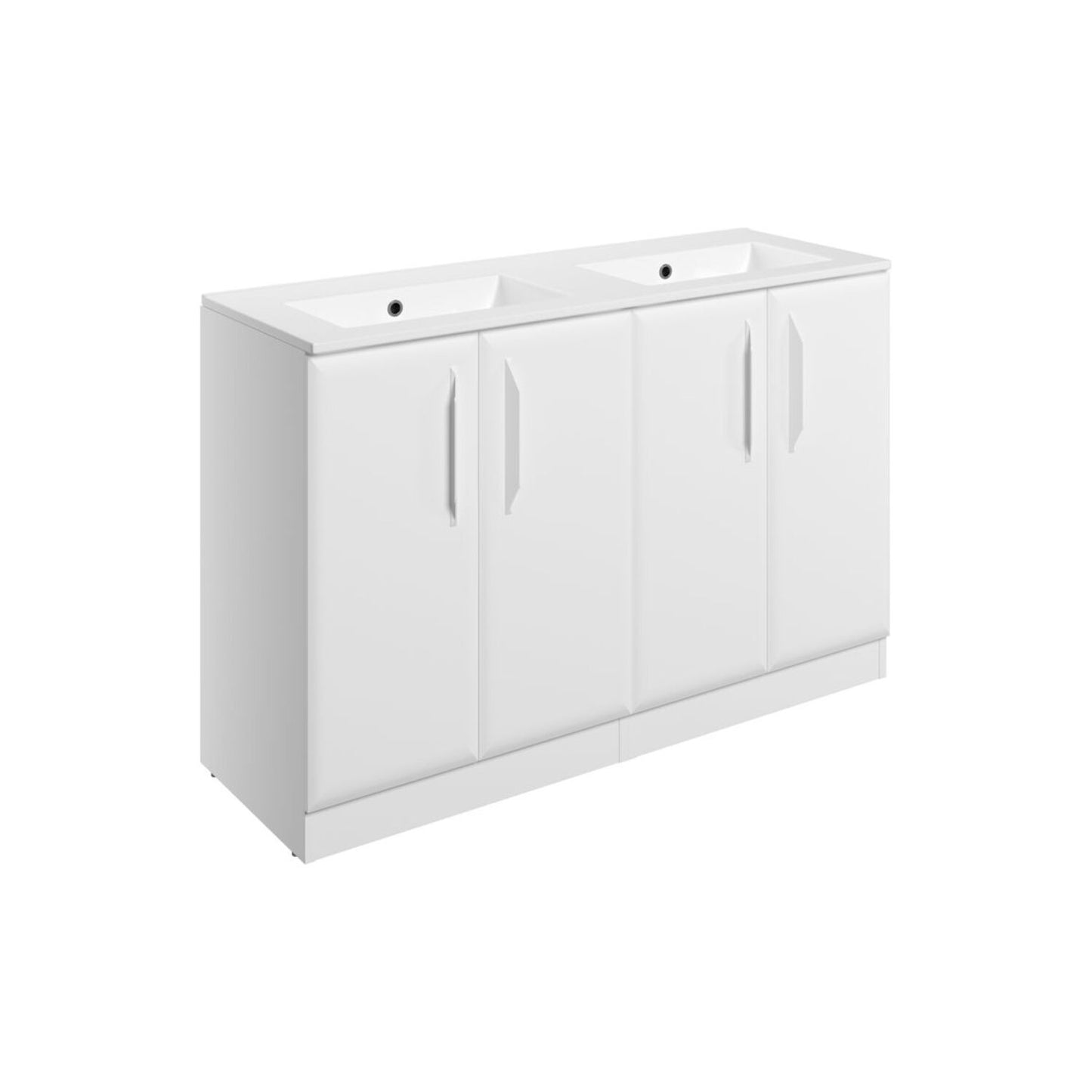 Mikoy 1210mm Floor Standing 4 Door Basin Unit w/0 Tap Hole Basin - Matt White