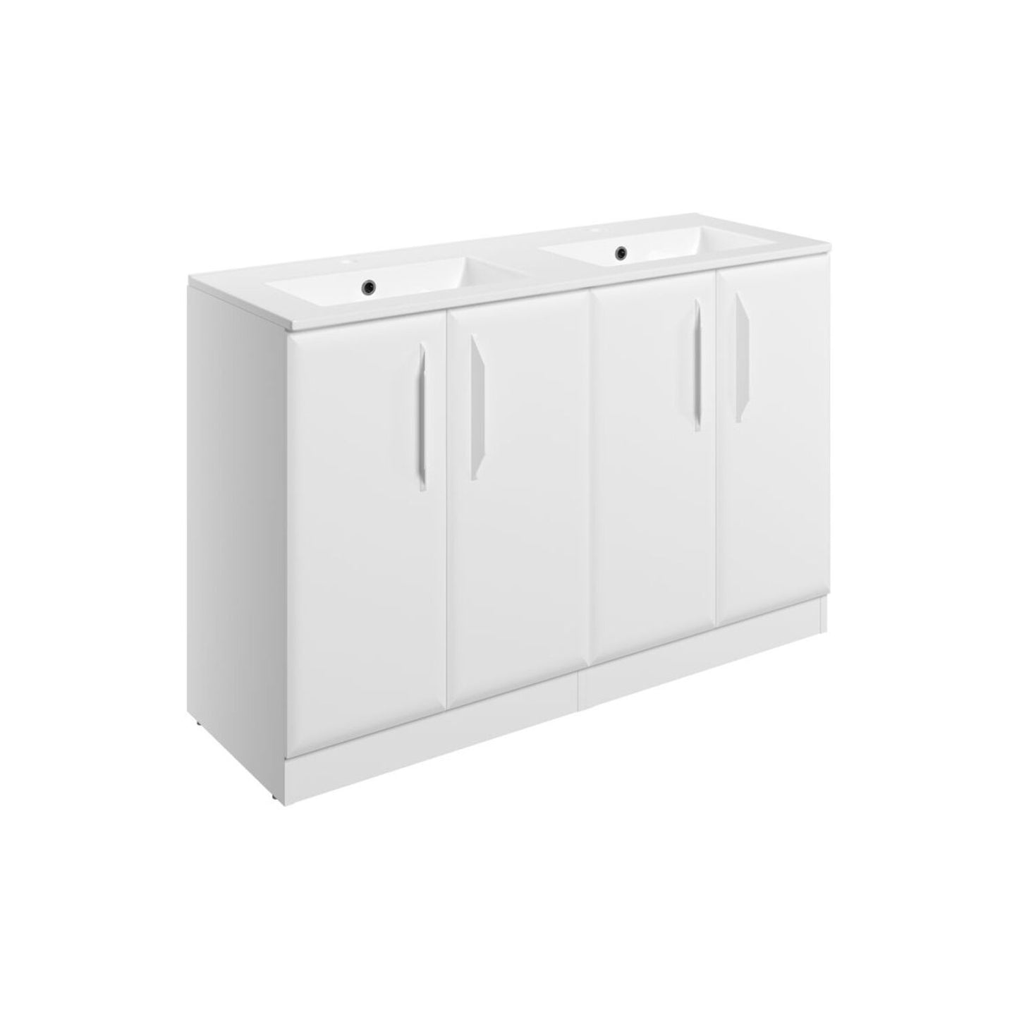 Mikoy 1210mm Floor Standing 4 Door Basin Unit w/2 Tap Hole Basin - Matt White