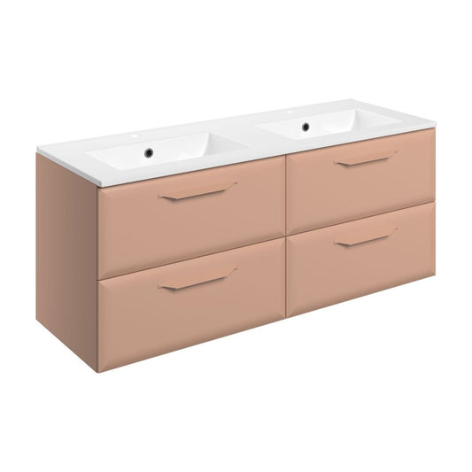 Mikoy 1210mm Wall Hung 4 Drawer Basin Unit w/2 Tap Hole Basin - Matt Apricot