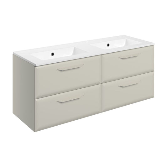 Mikoy 1210mm Wall Hung 4 Drawer Basin Unit w/0 Tap Hole Basin - Matt Latte