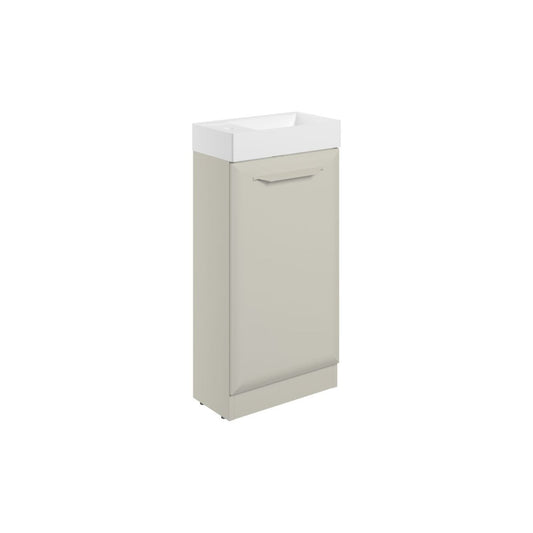 Mikoy 410mm Floor Standing 1 Door Cloakroom Basin Unit w/1 Tap Hole Basin - Matt Latte