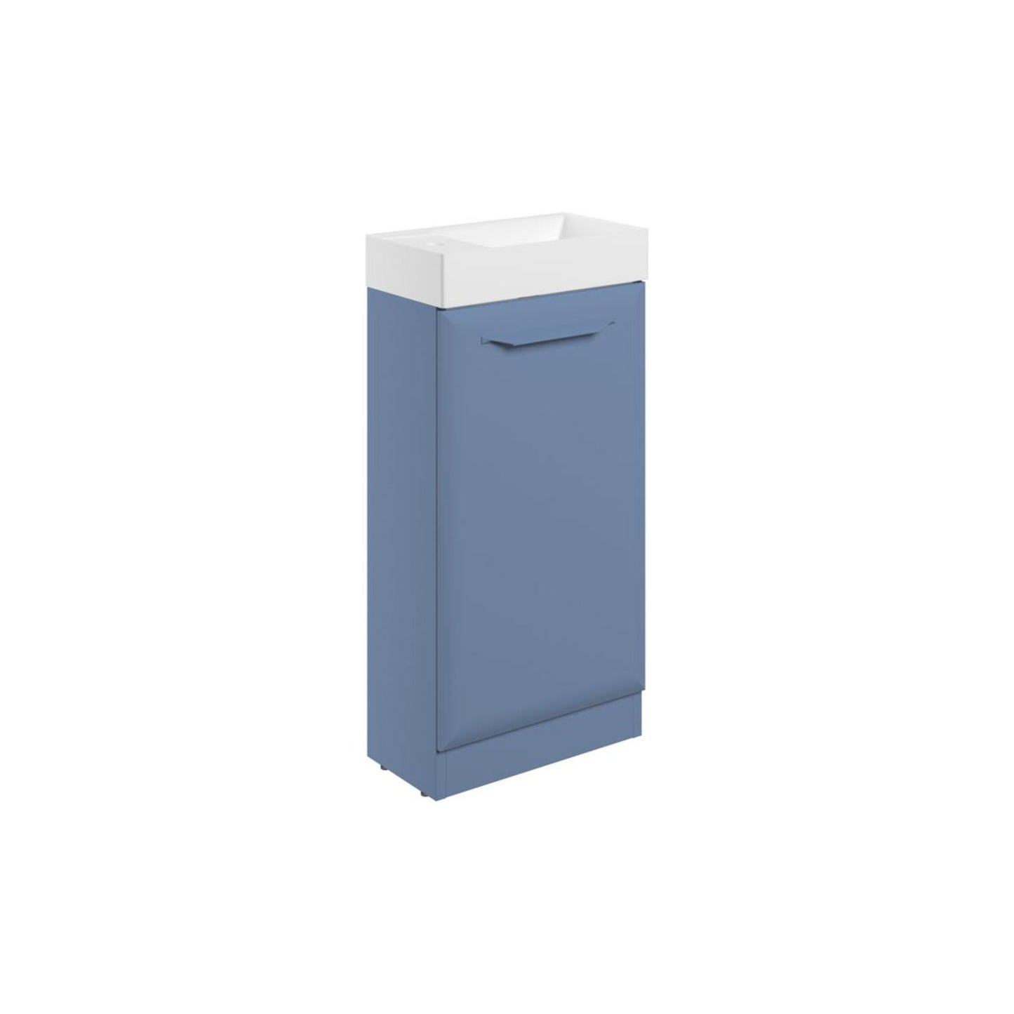 Mikoy 410mm Floor Standing 1 Door Cloakroom Basin Unit w/1 Tap Hole Basin - Matt Misty Blue