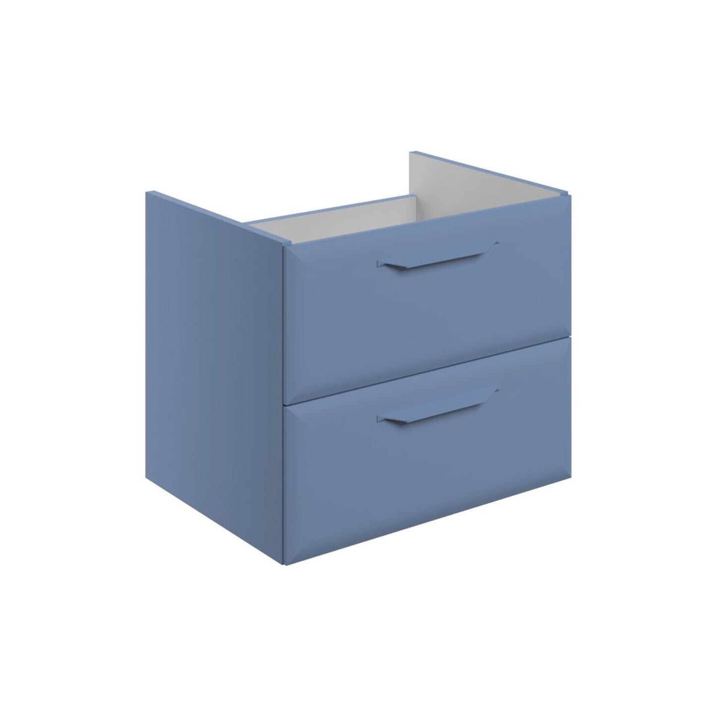 Mikoy 600mm Wall Hung 2 Drawer Basin Unit (No Top) - Matt Misty Blue